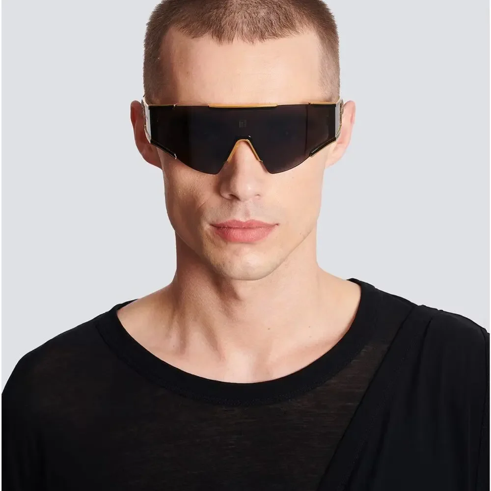 Balmain Unisex Fleche Sunglasses Gold Black ABPS138 New